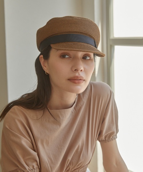 ACYM（アシーム）の「Paper tape ribbon キャスケット（キャスケット・レディース・ブラウン/ベージュ・FREE）」の9枚目の写真