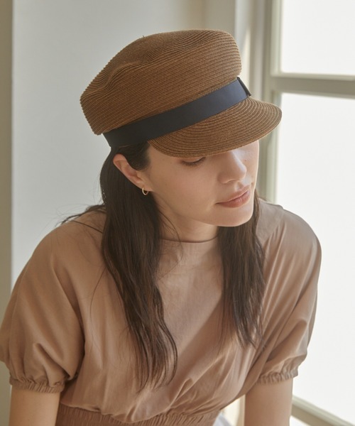 ACYM（アシーム）の「Paper tape ribbon キャスケット（キャスケット・レディース・ブラウン/ベージュ・FREE）」の15枚目の写真