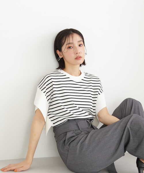 NATURAL BEAUTY BASIC（ナチュラルビューティーベーシック）の「◇フレアスリーブニット（ニット/セーター・レディース・ブラック/ホワイト系その他/ダークオレンジ・FREE）」の17枚目の写真