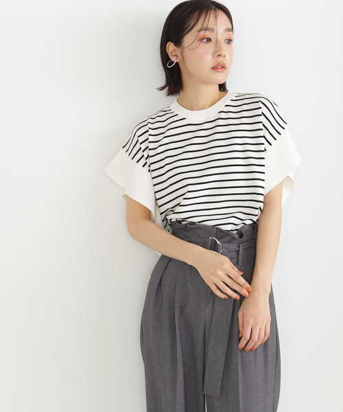 NATURAL BEAUTY BASIC（ナチュラルビューティーベーシック）の「◇フレアスリーブニット（ニット/セーター・レディース・ブラック/ホワイト系その他/ダークオレンジ・FREE）」の21枚目の写真