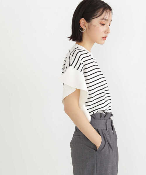 NATURAL BEAUTY BASIC（ナチュラルビューティーベーシック）の「◇フレアスリーブニット（ニット/セーター・レディース・ブラック/ホワイト系その他/ダークオレンジ・FREE）」の22枚目の写真