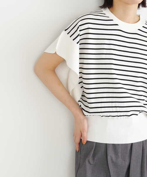 NATURAL BEAUTY BASIC（ナチュラルビューティーベーシック）の「◇フレアスリーブニット（ニット/セーター・レディース・ブラック/ホワイト系その他/ダークオレンジ・FREE）」の4枚目の写真