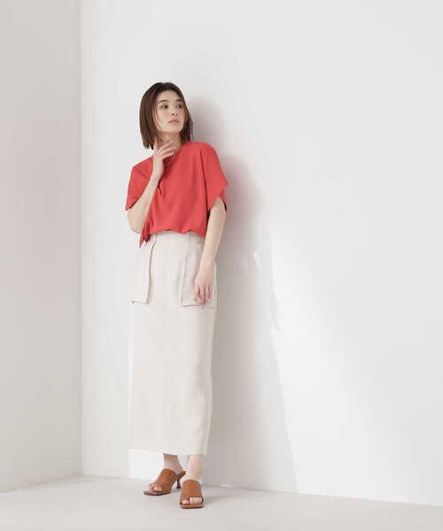 NATURAL BEAUTY BASIC（ナチュラルビューティーベーシック）の「◇フレアスリーブニット（ニット/セーター・レディース・ブラック/ホワイト系その他/ダークオレンジ・FREE）」の7枚目の写真