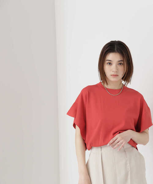 NATURAL BEAUTY BASIC（ナチュラルビューティーベーシック）の「◇フレアスリーブニット（ニット/セーター・レディース・ブラック/ホワイト系その他/ダークオレンジ・FREE）」の8枚目の写真