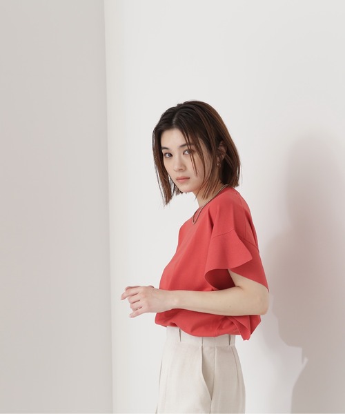 NATURAL BEAUTY BASIC（ナチュラルビューティーベーシック）の「◇フレアスリーブニット（ニット/セーター・レディース・ブラック/ホワイト系その他/ダークオレンジ・FREE）」の3枚目の写真