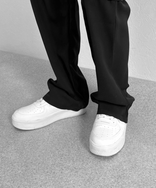 LVEU.（ラブユ.）の「【LVEU.】カーゴスラックスパンツ / ボトムス パンツ カーゴ スラックス タック レギュラー ストレート ワイド ルーズ ブラック グレー（スラックス・レディース・ブラック/グレー・FREE）」の10枚目の写真