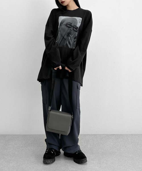 LVEU.（ラブユ.）の「【LVEU.】カーゴスラックスパンツ / ボトムス パンツ カーゴ スラックス タック レギュラー ストレート ワイド ルーズ ブラック グレー（スラックス・レディース・ブラック/グレー・FREE）」の20枚目の写真