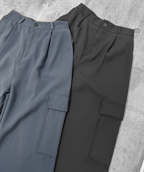 LVEU.（ラブユ.）の「【LVEU.】カーゴスラックスパンツ / ボトムス パンツ カーゴ スラックス タック レギュラー ストレート ワイド ルーズ ブラック グレー（スラックス・レディース・ブラック/グレー・FREE）」の22枚目の写真