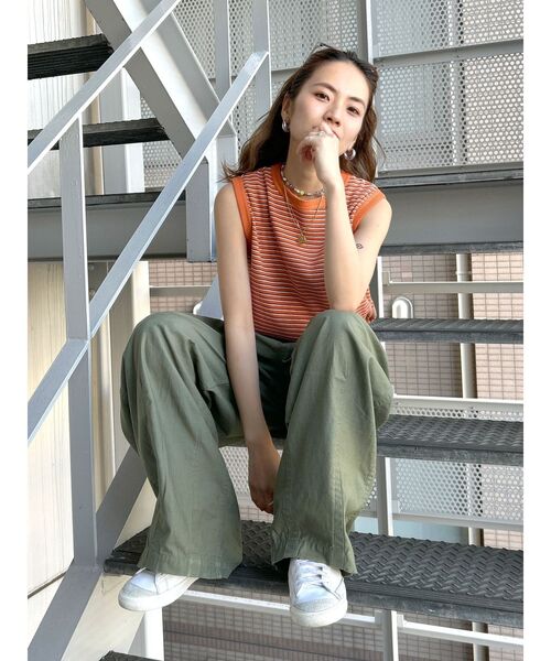 Ungrid（アングリッド）の「【WEB限定】テレコボーダーボックスタンクトップ（タンクトップ・レディース・ブラウン/グリーン/イエロー/オレンジ・FREE）」の7枚目の写真