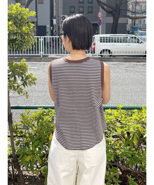 Ungrid（アングリッド）の「【WEB限定】テレコボーダーボックスタンクトップ（タンクトップ・レディース・ブラウン/グリーン/イエロー/オレンジ・FREE）」の9枚目の写真