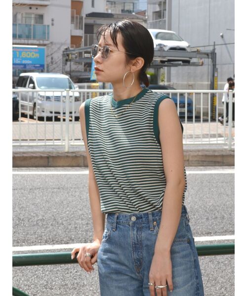 Ungrid（アングリッド）の「【WEB限定】テレコボーダーボックスタンクトップ（タンクトップ・レディース・ブラウン/グリーン/イエロー/オレンジ・FREE）」の12枚目の写真