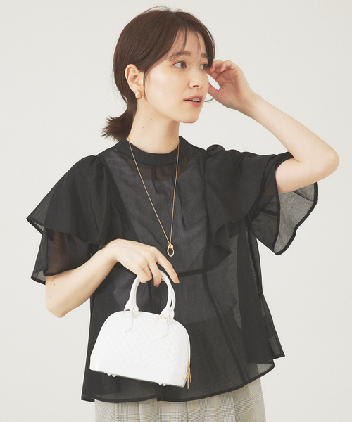 Abahouse Devinette（ドゥヴィネット）の「【Avancer】メッシュ編み2WAYミニハンドバッグ（ボストンバッグ・レディース・ブラック/ホワイト/グリーン・フリー）」の2枚目の写真