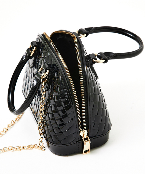 Abahouse Devinette（ドゥヴィネット）の「【Avancer】メッシュ編み2WAYミニハンドバッグ（ボストンバッグ・レディース・ブラック/ホワイト/グリーン・フリー）」の9枚目の写真