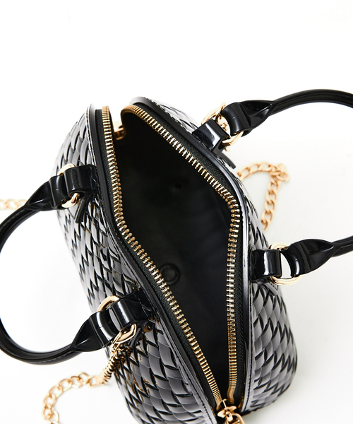 Abahouse Devinette（ドゥヴィネット）の「【Avancer】メッシュ編み2WAYミニハンドバッグ（ボストンバッグ・レディース・ブラック/ホワイト/グリーン・フリー）」の10枚目の写真