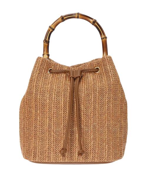 Lugnoncure（ルノンキュール）の「バンブーハンドル雑材バッグ（ハンドバッグ・レディース・オフホワイト/ブラウン・ﾌﾘ-）」の4枚目の写真