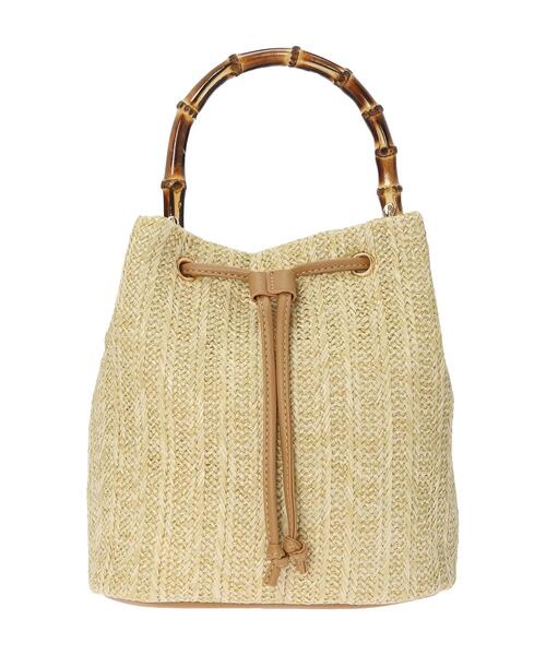Lugnoncure（ルノンキュール）の「バンブーハンドル雑材バッグ（ハンドバッグ・レディース・オフホワイト/ブラウン・ﾌﾘ-）」の5枚目の写真
