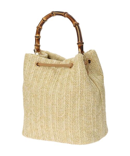 Lugnoncure（ルノンキュール）の「バンブーハンドル雑材バッグ（ハンドバッグ・レディース・オフホワイト/ブラウン・ﾌﾘ-）」の6枚目の写真