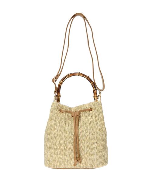Lugnoncure（ルノンキュール）の「バンブーハンドル雑材バッグ（ハンドバッグ・レディース・オフホワイト/ブラウン・ﾌﾘ-）」の11枚目の写真