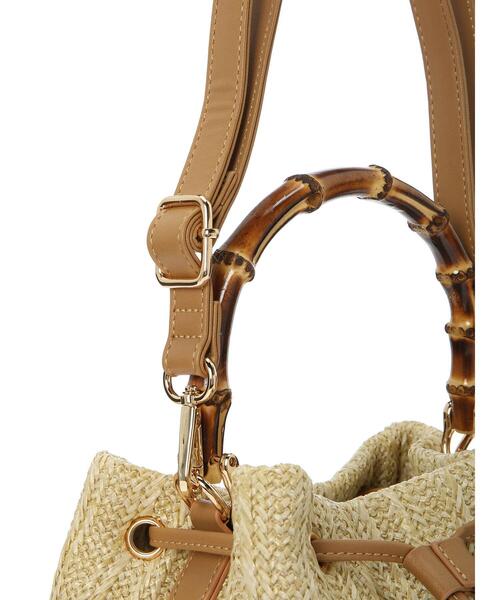 Lugnoncure（ルノンキュール）の「バンブーハンドル雑材バッグ（ハンドバッグ・レディース・オフホワイト/ブラウン・ﾌﾘ-）」の10枚目の写真