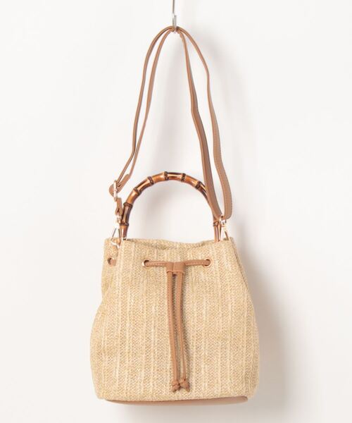 Lugnoncure（ルノンキュール）の「バンブーハンドル雑材バッグ（ハンドバッグ・レディース・オフホワイト/ブラウン・ﾌﾘ-）」の8枚目の写真