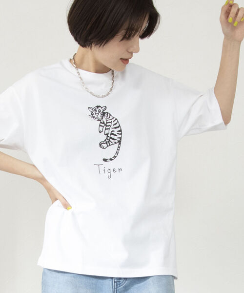 Rie Miller(リエミラー)の「オリジナルプリントTシャツ(Tシャツ/カットソー・レディース・ホワイト系その他6/ベージュ系その他5/ホワイト系その他5/ホワイト系その他4・38)」の13枚目の写真