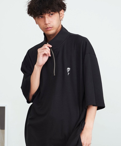 SILVER BULLET（シルバーバレット）の「『SILVER BULLET SELECT AP/シルバーバレットセレクト』ハーフZIPスタンドポンチ半袖シャツ（Tシャツ/カットソー・メンズ・ホワイト/ブラック/チャコールグレー・L/M）」の2枚目の写真