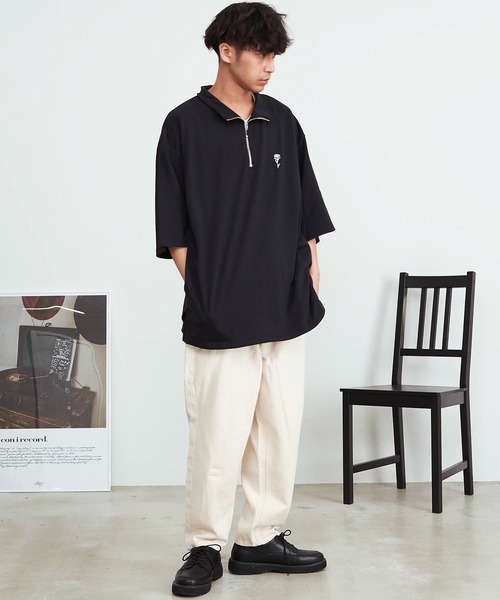 SILVER BULLET（シルバーバレット）の「『SILVER BULLET SELECT AP/シルバーバレットセレクト』ハーフZIPスタンドポンチ半袖シャツ（Tシャツ/カットソー・メンズ・ホワイト/ブラック/チャコールグレー・L/M）」の7枚目の写真