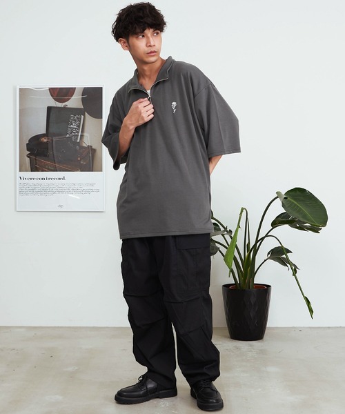 SILVER BULLET（シルバーバレット）の「『SILVER BULLET SELECT AP/シルバーバレットセレクト』ハーフZIPスタンドポンチ半袖シャツ（Tシャツ/カットソー・メンズ・ホワイト/ブラック/チャコールグレー・L/M）」の10枚目の写真