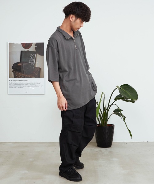 SILVER BULLET（シルバーバレット）の「『SILVER BULLET SELECT AP/シルバーバレットセレクト』ハーフZIPスタンドポンチ半袖シャツ（Tシャツ/カットソー・メンズ・ホワイト/ブラック/チャコールグレー・L/M）」の14枚目の写真