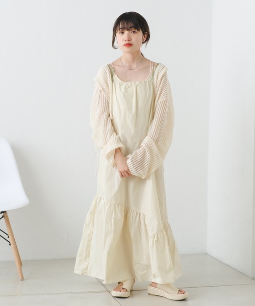 Kastane（カスタネ）の「【サイズ展開あり】紐配色ボリュームティアードキャミドレス（ワンピース・レディース・アイボリー/ブラック・1/0）」の16枚目の写真