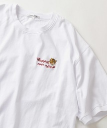 【別注】タイガー ＆ 柴犬 ワンポイント刺繍 リンガーTシャツ /  ビッグシルエット 半袖Tシャツ