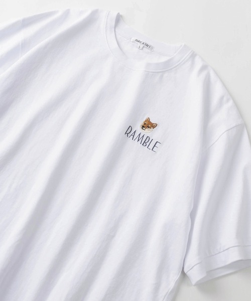 make a ray!（メイク ア レイ！）の「【別注】タイガー ＆ 柴犬 ワンポイント刺繍 リンガーTシャツ /  ビッグシルエット 半袖Tシャツ（Tシャツ/カットソー・レディース・ホワイト×ブラック/オフホワイト/ホワイト/スミクロ・M/L）」の12枚目の写真