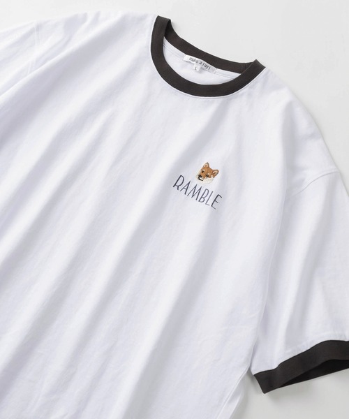 make a ray!（メイク ア レイ！）の「【別注】タイガー ＆ 柴犬 ワンポイント刺繍 リンガーTシャツ /  ビッグシルエット 半袖Tシャツ（Tシャツ/カットソー・レディース・ホワイト×ブラック/オフホワイト/ホワイト/スミクロ・M/L）」の20枚目の写真
