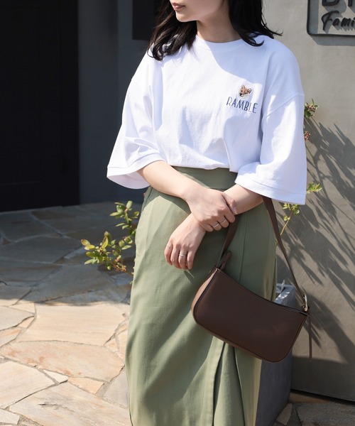 make a ray!（メイク ア レイ！）の「【別注】タイガー ＆ 柴犬 ワンポイント刺繍 リンガーTシャツ /  ビッグシルエット 半袖Tシャツ（Tシャツ/カットソー・レディース・ホワイト×ブラック/オフホワイト/ホワイト/スミクロ・M/L）」の18枚目の写真