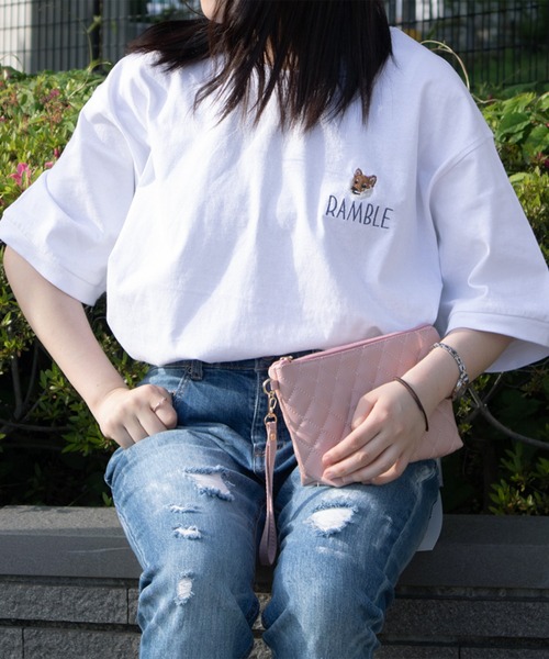 make a ray!（メイク ア レイ！）の「【別注】タイガー ＆ 柴犬 ワンポイント刺繍 リンガーTシャツ /  ビッグシルエット 半袖Tシャツ（Tシャツ/カットソー・レディース・ホワイト×ブラック/オフホワイト/ホワイト/スミクロ・M/L）」の16枚目の写真