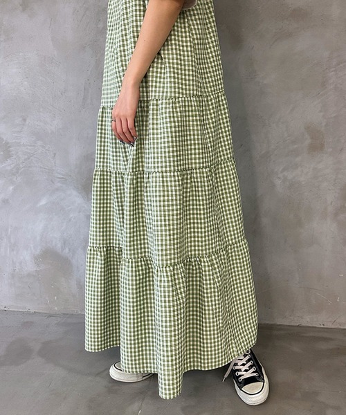 kutir（クティール）の「アソートティアードキャミワンピース（ワンピース・レディース・グリーン/ブラック/ブラック系その他・FREE）」の8枚目の写真