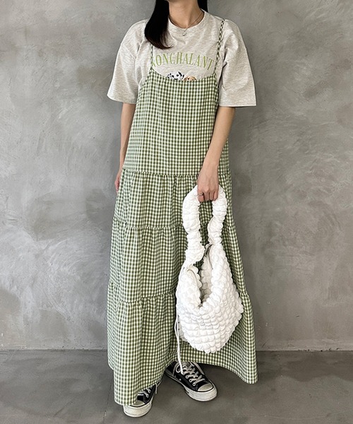 kutir（クティール）の「アソートティアードキャミワンピース（ワンピース・レディース・グリーン/ブラック/ブラック系その他・FREE）」の4枚目の写真