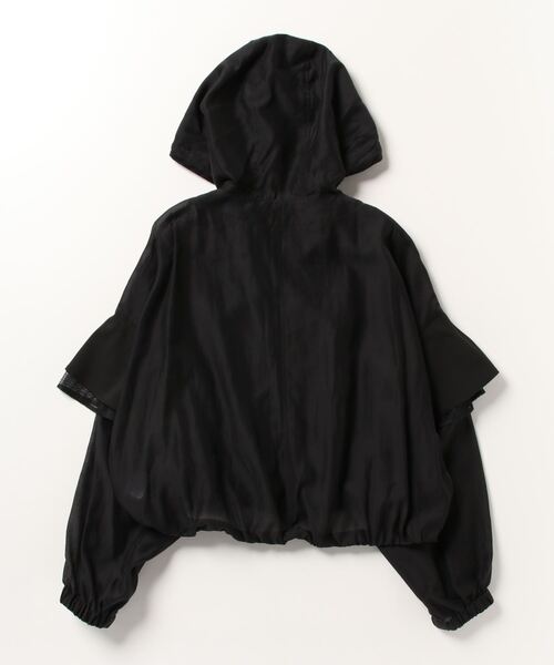 美品BEARDSLEY ジップアップブルゾンシアーフリル金具黒フリー