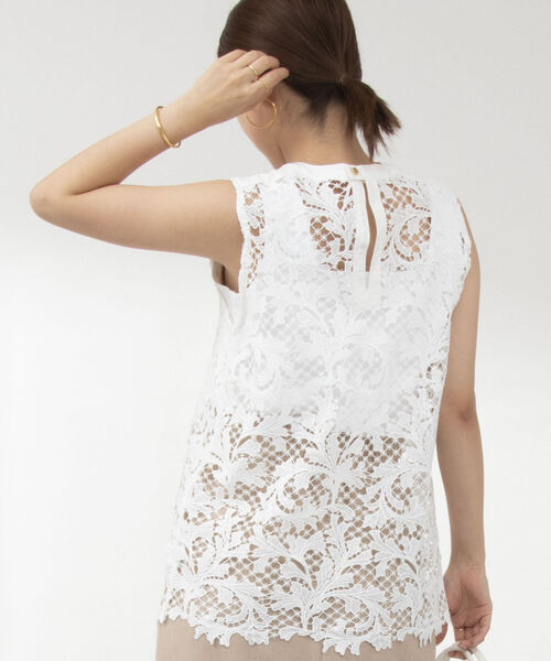 NOLLEY’S（ノーリーズ）の「カットレースノースリーブブラウス（シャツ/ブラウス・レディース・ホワイト/ブラック・38）」の7枚目の写真