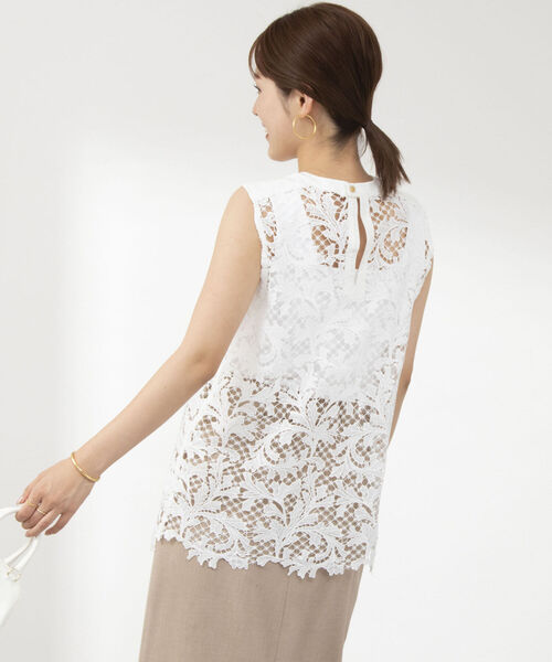 NOLLEY’S（ノーリーズ）の「カットレースノースリーブブラウス（シャツ/ブラウス・レディース・ホワイト/ブラック・38）」の8枚目の写真