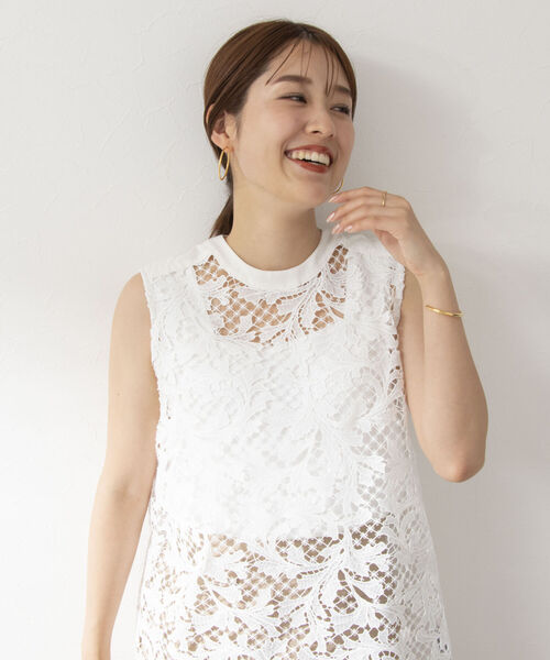 NOLLEY’S（ノーリーズ）の「カットレースノースリーブブラウス（シャツ/ブラウス・レディース・ホワイト/ブラック・38）」の9枚目の写真