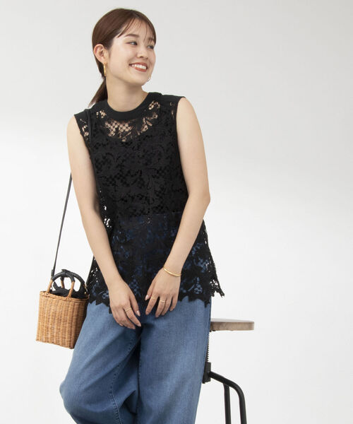 NOLLEY’S（ノーリーズ）の「カットレースノースリーブブラウス（シャツ/ブラウス・レディース・ホワイト/ブラック・38）」の12枚目の写真