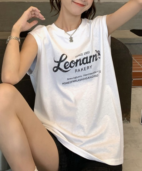 Riff(リフ)の「ノースリーブTシャツ ロゴ(Tシャツ/カットソー・レディース・グリーン/グレー/ホワイト・M)」の5枚目の写真