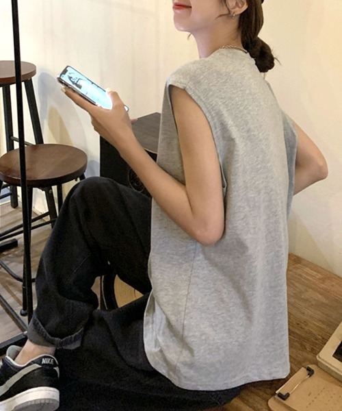 Riff(リフ)の「ノースリーブTシャツ ロゴ(Tシャツ/カットソー・レディース・グリーン/グレー/ホワイト・M)」の17枚目の写真