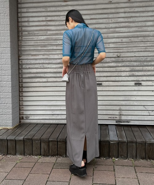 LVEU.(ラブユ.)の「【LVEU.】ハイウエストタイトスカート / ボトムス スカート タイト ロング ハイウエスト セットアップ モノトーン ブラック グレー ブルーグレー ブラウン カーキ ストライプ(スカート・レディース・ブラック/ブルーグレー/グレー/ブラウン/グレー系その他/ブラウン系その他/カーキ・FREE)」の14枚目の写真