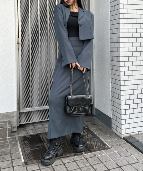 LVEU.(ラブユ.)の「【LVEU.】ハイウエストタイトスカート / ボトムス スカート タイト ロング ハイウエスト セットアップ モノトーン ブラック グレー ブルーグレー ブラウン カーキ ストライプ(スカート・レディース・ブラック/ブルーグレー/グレー/ブラウン/グレー系その他/ブラウン系その他/カーキ・FREE)」の16枚目の写真