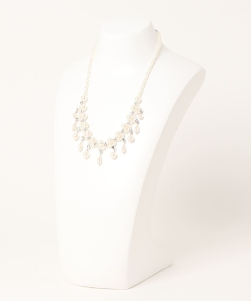 Cupid Heart（キューピッドハート）の「【Cupid Heart】結婚式アクセ！パールジルコンネックレス（ネックレス・レディース・ベージュ・MEDIUM）」の3枚目の写真