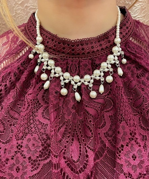 Cupid Heart（キューピッドハート）の「【Cupid Heart】結婚式アクセ！パールジルコンネックレス（ネックレス・レディース・ベージュ・MEDIUM）」の7枚目の写真