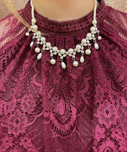 Cupid Heart（キューピッドハート）の「【Cupid Heart】結婚式アクセ！パールジルコンネックレス（ネックレス・レディース・ベージュ・MEDIUM）」の9枚目の写真