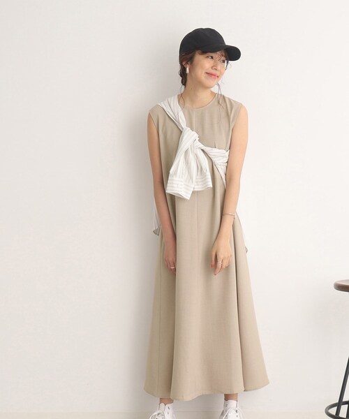 DRESKIP(ドレスキップ)の「◆一枚でさらり 麻調ウエスト切替ワンピース(ワンピース・レディース・ブラウン系/グレー系その他/サンドベージュ・02/03/04)」の1枚目の写真